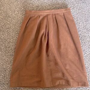 ‼️SALE‼️Junee|Wool Blend|Large Box Pleated Winter Zip Up Skirt|Caramel/Cinnamon